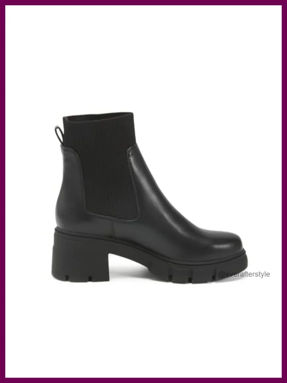 Women's Faux Leather Chelsea Boots Chunky Block Heel Lug Sole Ankle Booties